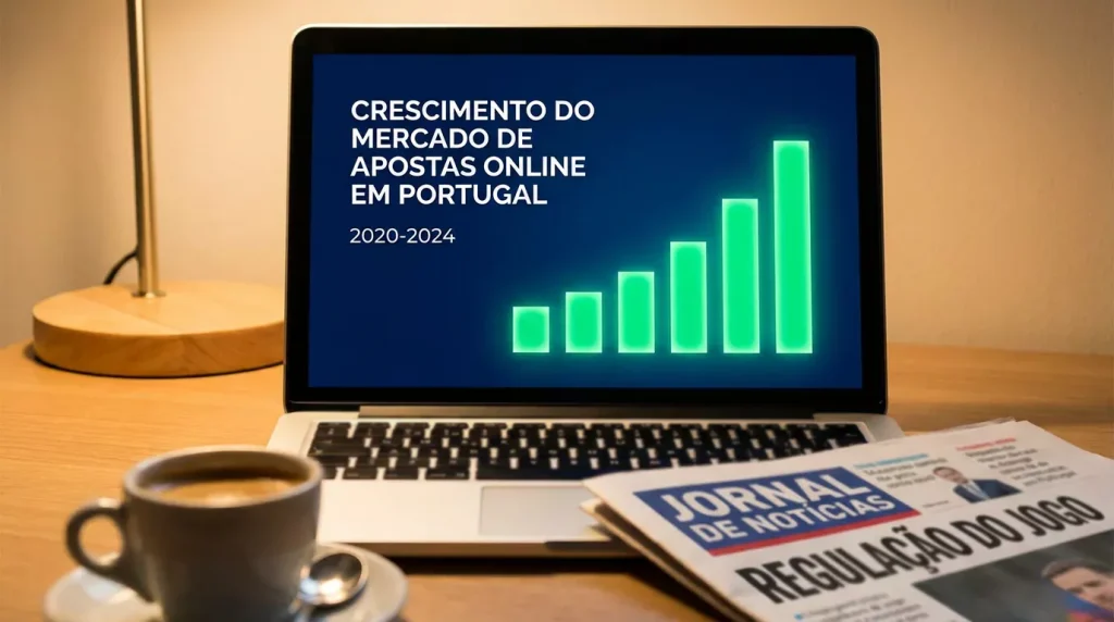 Gráfico de crescimento do mercado de apostas online em Portugal com indicadores económicos